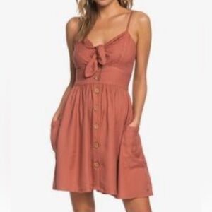 Roxy Rust Tie-Front Spaghetti Strap Mini Dress Women’s Size XL